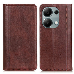 Etui do Xiaomi Redmi Note 13 Pro 4G / Xiaomi Redmi Note 14S / Xiaomi Poco M6 Pro 4G, Wallet Litchi Leather, brązowe