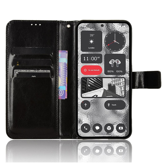 Etui z klapką do Nothing Phone 2, Crazy Horse Wallet, czarne