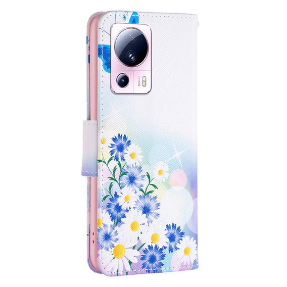 Etui z klapką do Xiaomi 13 Lite, Wallet, Butterfly & Flowers białe