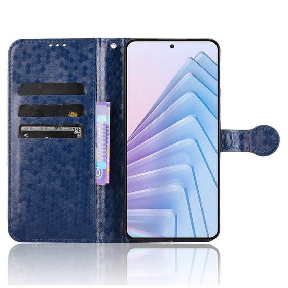 Etui z klapką do Xiaomi Redmi Note 14 4G, Wallet Rhombus, niebieskie