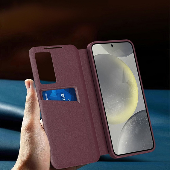 Etui do Samsung Galaxy A56 5G – Smart View z kieszenią na kartę, bordowe