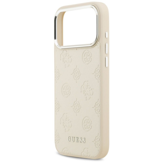 Etui GUESS do iPhone 17 Pro Max, Peony Hot Stamp Script, do MagSafe, beżowe