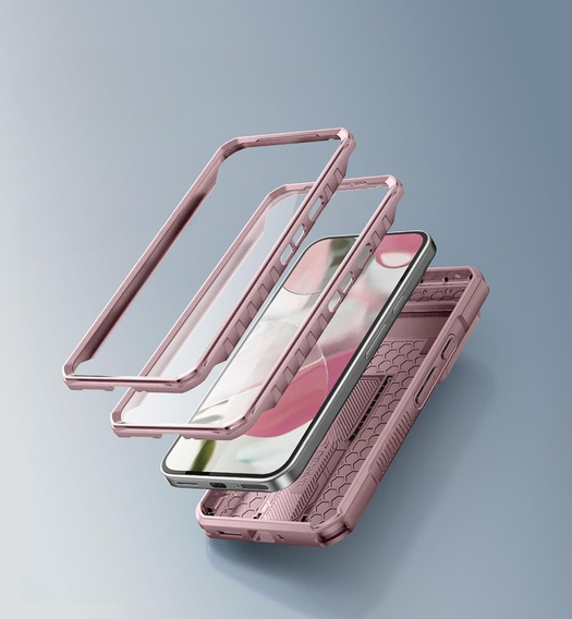 Etui pancerne do Google Pixel 9 Pro XL, Dexnor Full Body (Two Frames), różowe