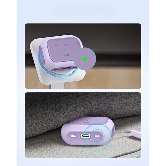 ESR Etui na słuchawki Airpods Pro 3, Orbit Halolock MagSafe, lavender