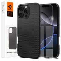 Etui Spigen do iPhone 16 Pro Max, Liquid Air, czarne + Szkło Hartowane 9H