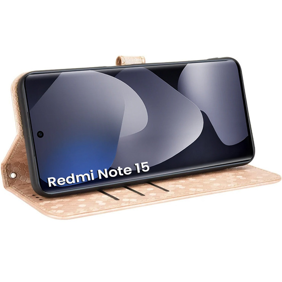 Etui z klapką do Xiaomi Redmi Note 15 5G / Poco M8 5G, Wallet Rhombus, złote