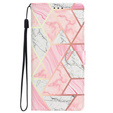 Etui z klapką do Samsung Galaxy A25 5G, Wallet Marble, różowe + szkło 9H