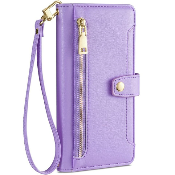 Etui z klapką do Samsung Galaxy A54 5G, Wallet Zipper Pocket, fioletowe