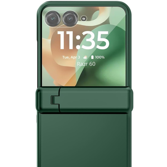 Etui do Motorola Razr 60 Ultra, PC Case, ze szkłem i podstawką, zielone