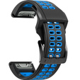 Silikonowy Pasek Two-Rows do Garmin Fenix 5/6/7 - Black/Blue