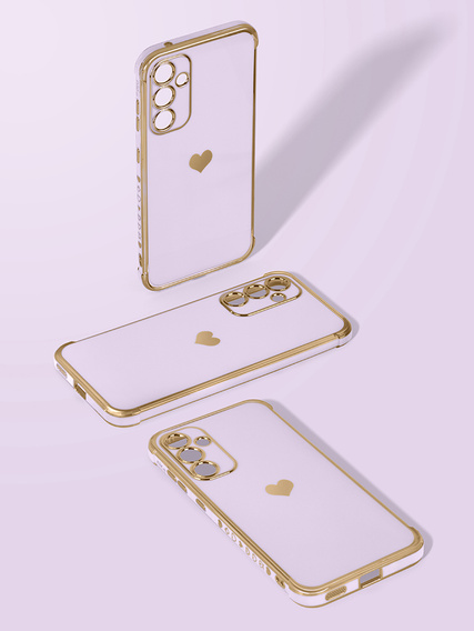 Etui do Samsung Galaxy A55 5G, Electro heart, fioletowe + Szkło Full Glue Ceramic