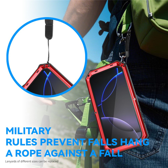 Etui pancerne do iPhone 17 Pro, R-JUST, z podstawką, czerwone