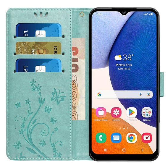 Etui z klapką do Samsung Galaxy A55 5G, Butterfly, jasno niebieskie