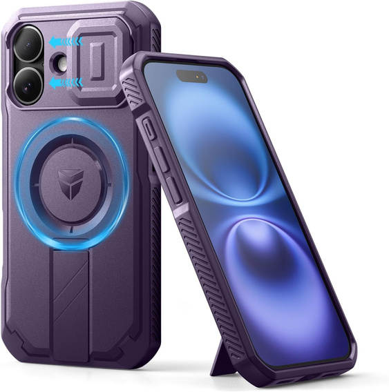 Etui Dexnor do iPhone 16 z magnetycznym mocowaniem i ochroną aparatu – fioletowe