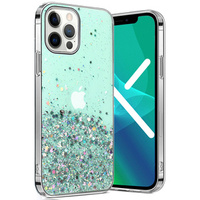 Zestaw Etui Brokat do iPhone 13 Pro, Zielone + Szkło