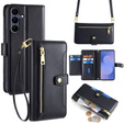 Etui z klapką do Samsung Galaxy S25 FE, Wallet Zipper Pocket, czarne