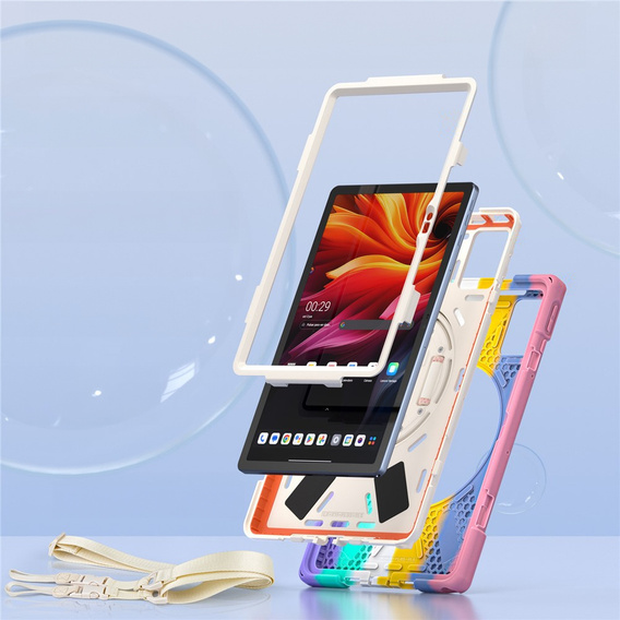Pancerne etui do Lenovo Tab K11 Plus, z podstawką i paskiem na ramię – wielokolorowe