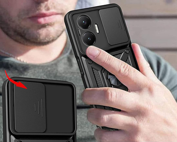 Etui pancerne do Xiaomi Poco F7, CamShield Slide, czarne