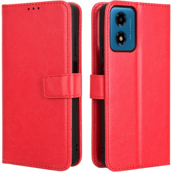 Etui z klapką do Motorola Moto E14, Crazy Horse Wallet, czerwone