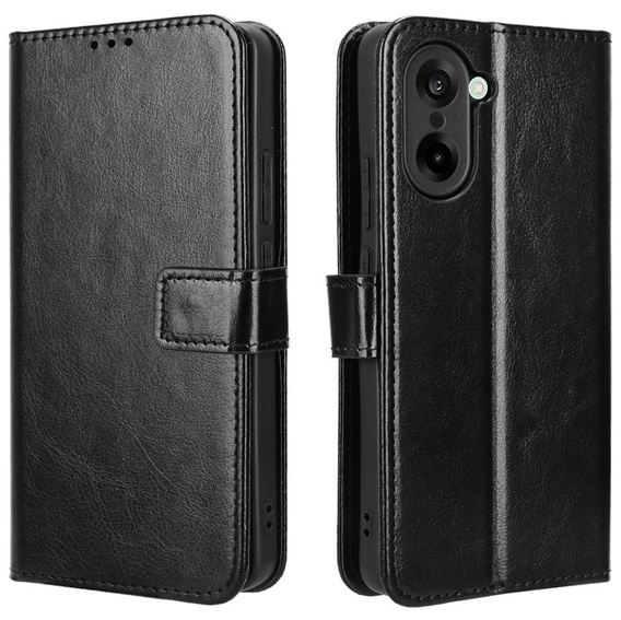 Etui z klapką do OnePlus Nord CE5, Crazy Horse Wallet, czarne