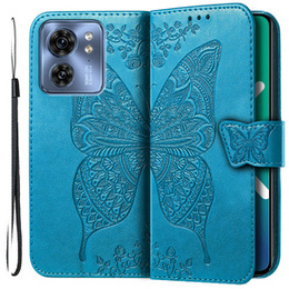 Etui z klapką do Motorola Edge 40, Butterfly, niebieskie