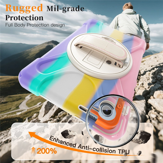 Pancerne etui do Lenovo Tab One, z podstawką i paskiem na ramię – wielokolorowe