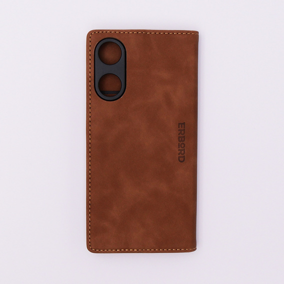 Etui do Oppo A78 5G, ERBORD Vintage portfel z klapką, brązowe