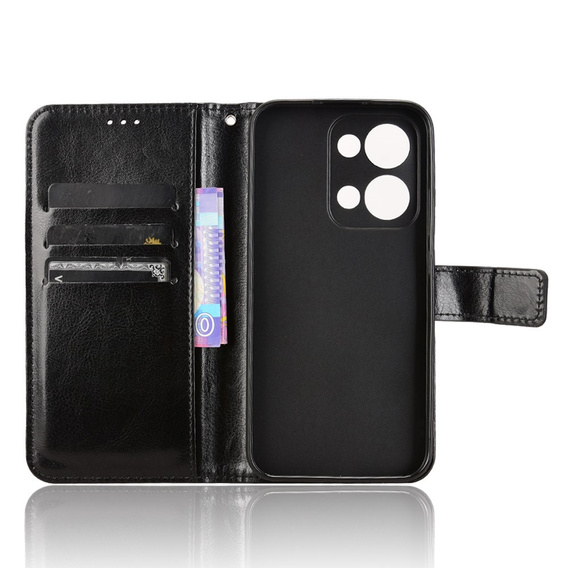 Etui z klapką do Oppo Reno 13, Crazy Horse Wallet, czarne