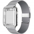 Bransoleta Milanese + Etui z osłoną na ekran do Apple Watch 1/2/3/4/5/6/SE 42/44MM, Srebrny