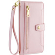 Etui z klapką do iPhone 14, Wallet Zipper Pocket, różowe