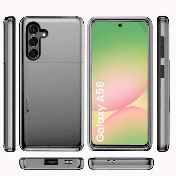 Etui do Samsung Galaxy A56 5G, Sliding Card Holder, szare