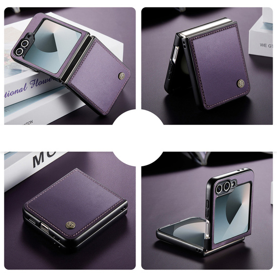 Etui do Samsung Galaxy Z Flip7, CASEME Litchi Leather, fioletowe