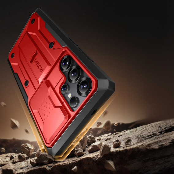 Etui do Samsung Galaxy S25 Ultra, Tongate MECH Series, Klips do paska, czerwone