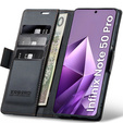 Etui do Infinix Note 50 Pro, ERBORD Glossy Litchi, portfel z klapką, czarne