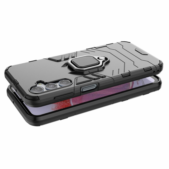 Etui do Samsung Galaxy A25 5G, Kickstand Ring, czarne + szkło 9H