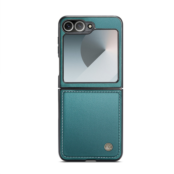 Etui do Samsung Galaxy Z Flip7, CASEME Litchi Leather, zielone