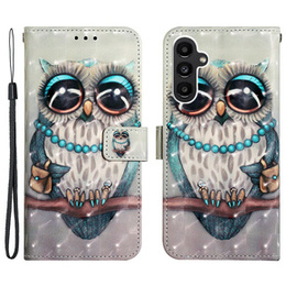 Etui z Klapką do Samsung Galaxy A25 5G , Light Spots Decor, Owl + szkło 9H