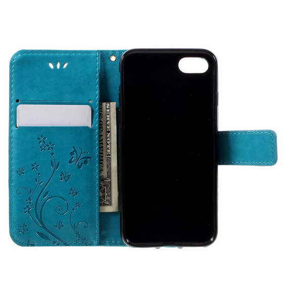 Etui z klapką do iPhone 7/8/SE 2020/SE 2022, Butterfly, niebieskie