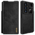 Etui z klapką NILLKIN do Samsung Galaxy Z Fold7, CamShield Qin Pro, skórzane z rysikiem, czarne