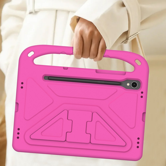 Etui dla dzieci do Samsung Galaxy Tab S10 Lite / S10 FE / S9 FE, z uchwytem, różowe