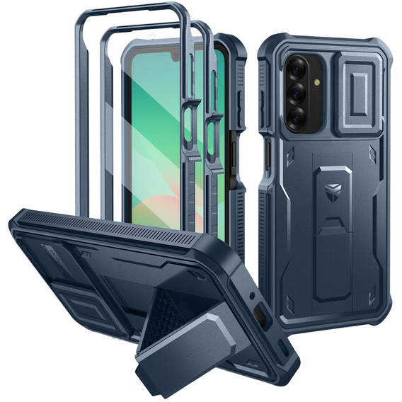 Etui pancerne do Samsung Galaxy A26 5G, Dexnor Kickstand Cam Protector, niebieskie