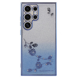 Etui do Samsung Galaxy S24 Ultra, Glitter Flower, niebieskie