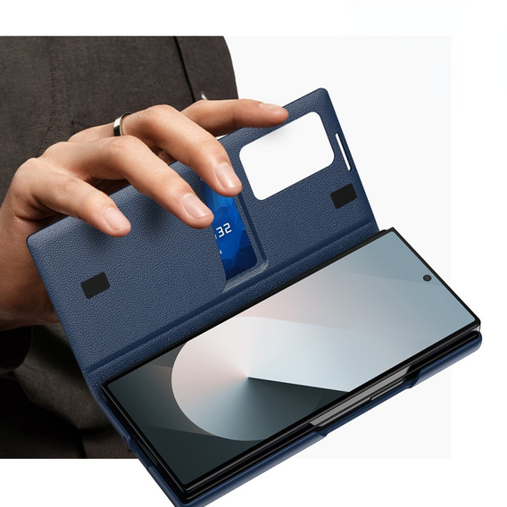 Etui z klapką do Samsung Z Fold5 5G, Smart View Wallet, granatowe