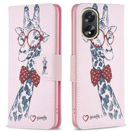 Etui z klapką do Oppo A38 4G / Oppo A18 4G, Wallet, Giraffe różowe