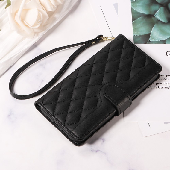 Etui z klapką do Honor 400 Pro 5G, Crossbody Leather Wallet, czarne
