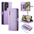 Etui z klapką do Samsung Galaxy S25 Ultra, Wallet Zipper Pocket, fioletowe