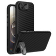 Etui do iPhone 16e, pancerne Nillkin, Carboprof Case, do Magsafe, czarne