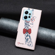 Etui z klapką do Xiaomi Redmi Note 12 4G, Wallet, Giraffe różowe