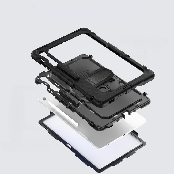 Etui do Samsung Galaxy Tab S10 FE+ (SM‑X620/X626B) – folia PET i pasek na ramię – czarne