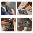 Etui do Samsung Galaxy S24 Ultra, pancerne z podstawką i blaszką do uchwytu, szare